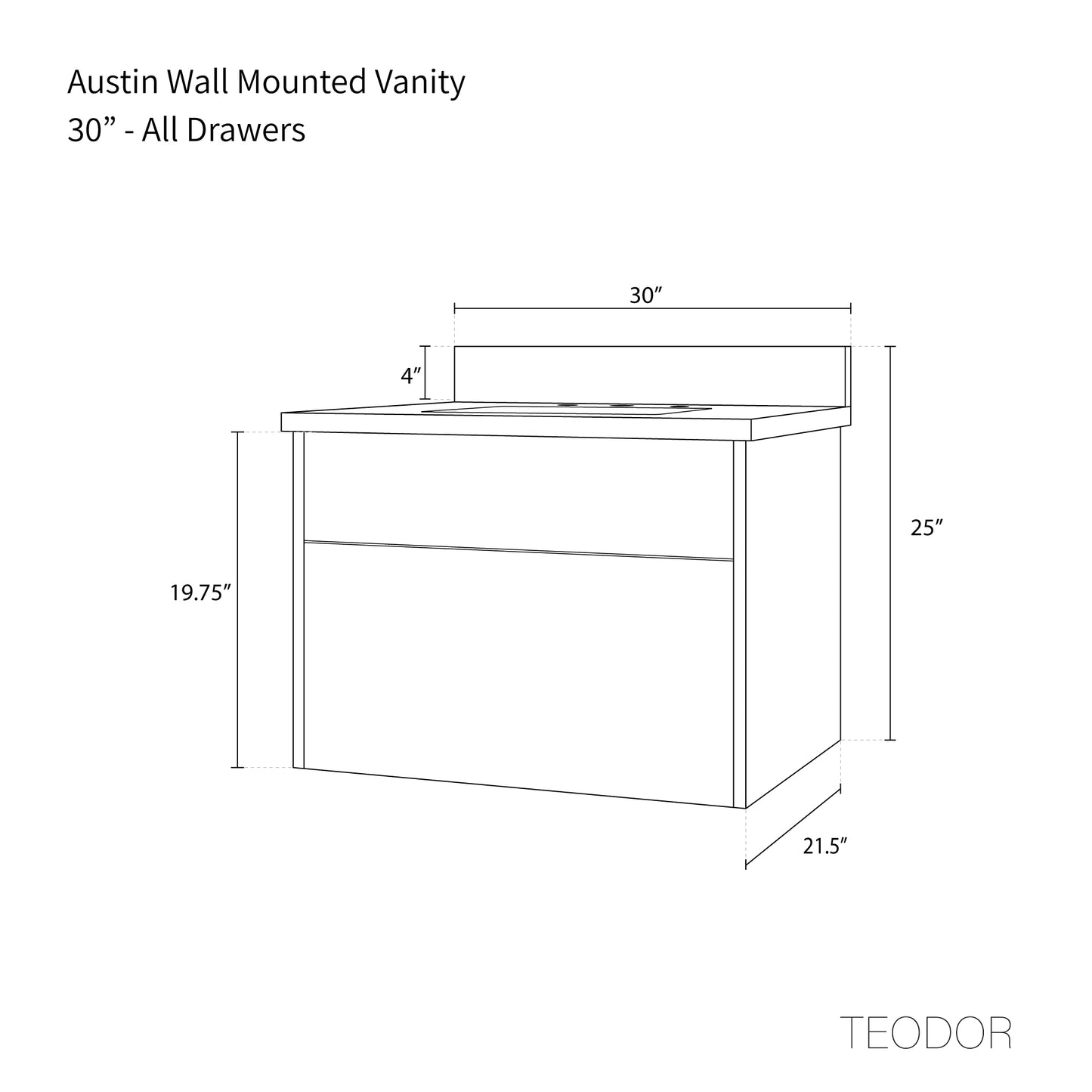 
                  
                    Austin 30", Teodor® Modern Wall Mount American Black Walnut Vanity Teodor
                  
                