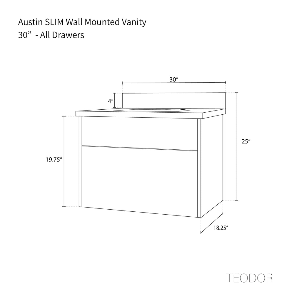 
                  
                    Austin SLIM, 30" Teodor® Modern Wall Mount American Black Walnut Vanity Teodor Bathroom VanityCanada
                  
                