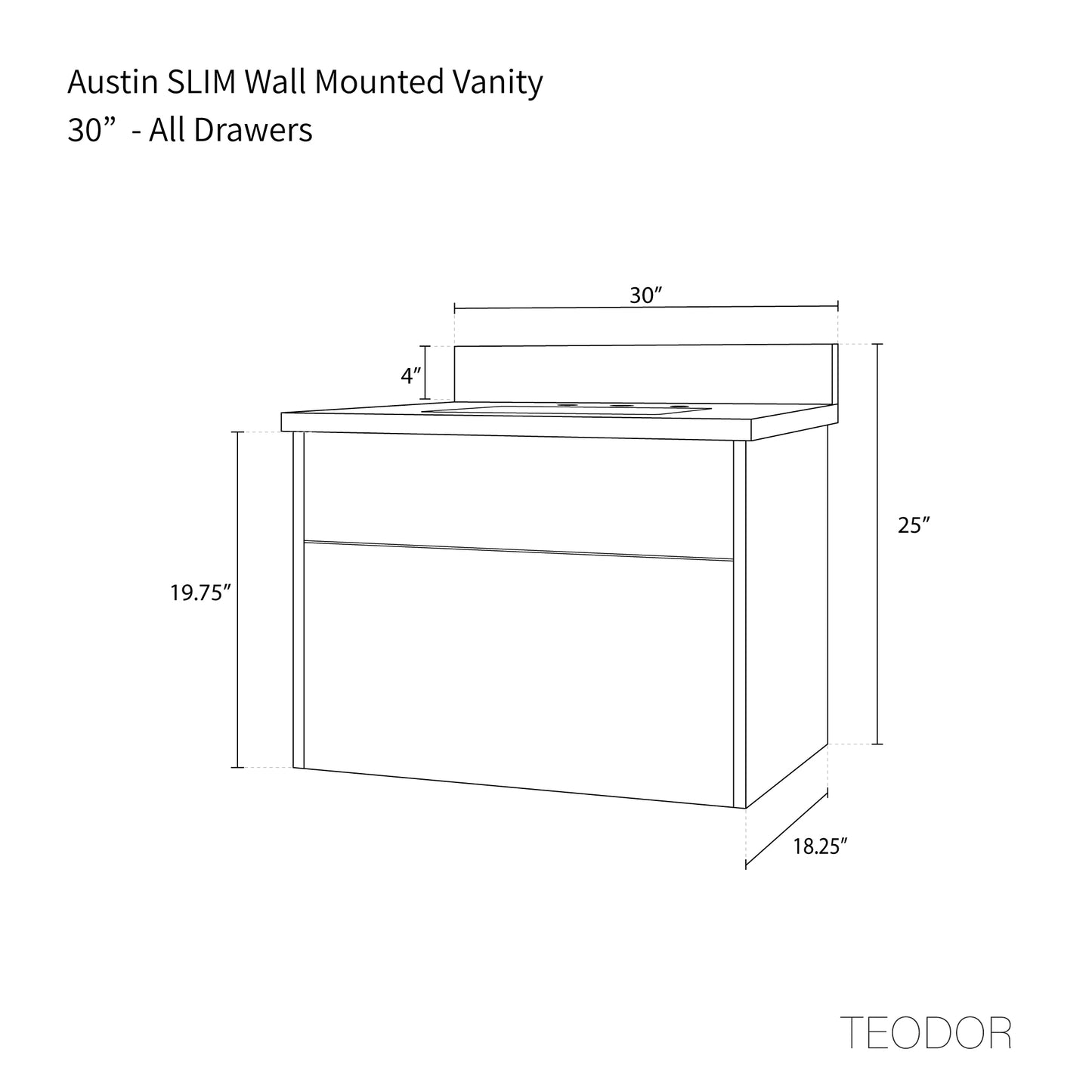 
                  
                    Austin SLIM, 30" Teodor® Modern Wall Mount American Black Walnut Vanity Teodor Bathroom VanityCanada
                  
                