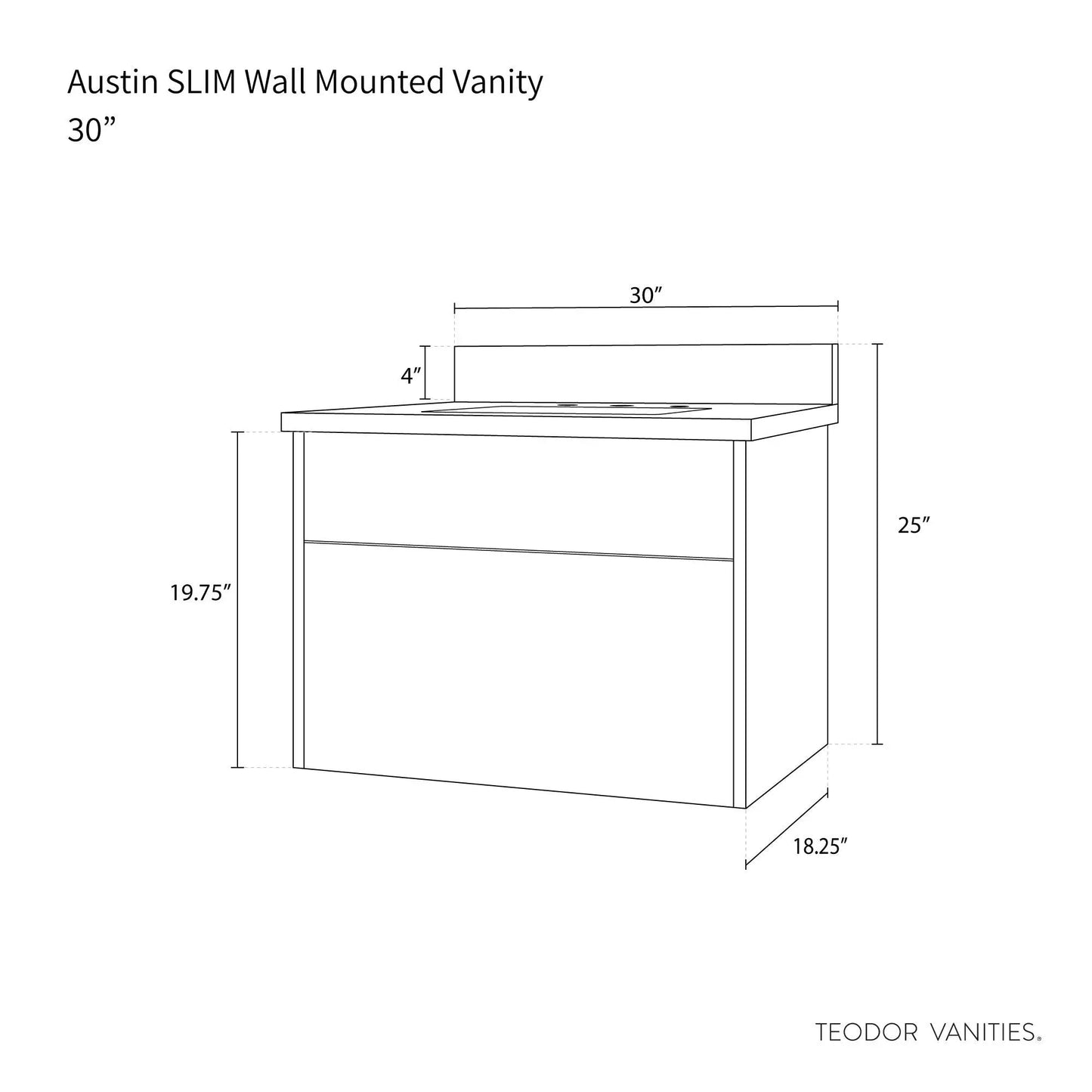 
                  
                    Austin SLIM, 30" Teodor® Modern Wall Mount American Black Walnut Vanity Teodor Bathroom VanityCanada
                  
                