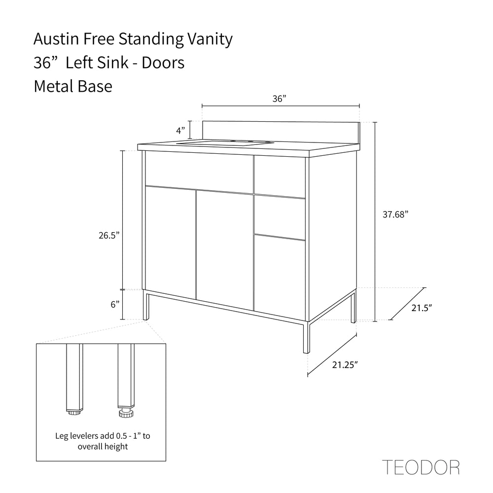 
                  
                    Austin 36" American Black Walnut Bathroom Vanity, Left Sink
                  
                