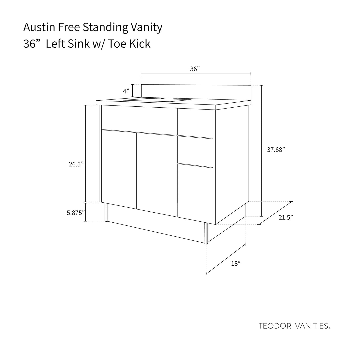 
                  
                    Austin 36", Teodor® Modern American Black Walnut Vanity, Left Sink Teodor
                  
                