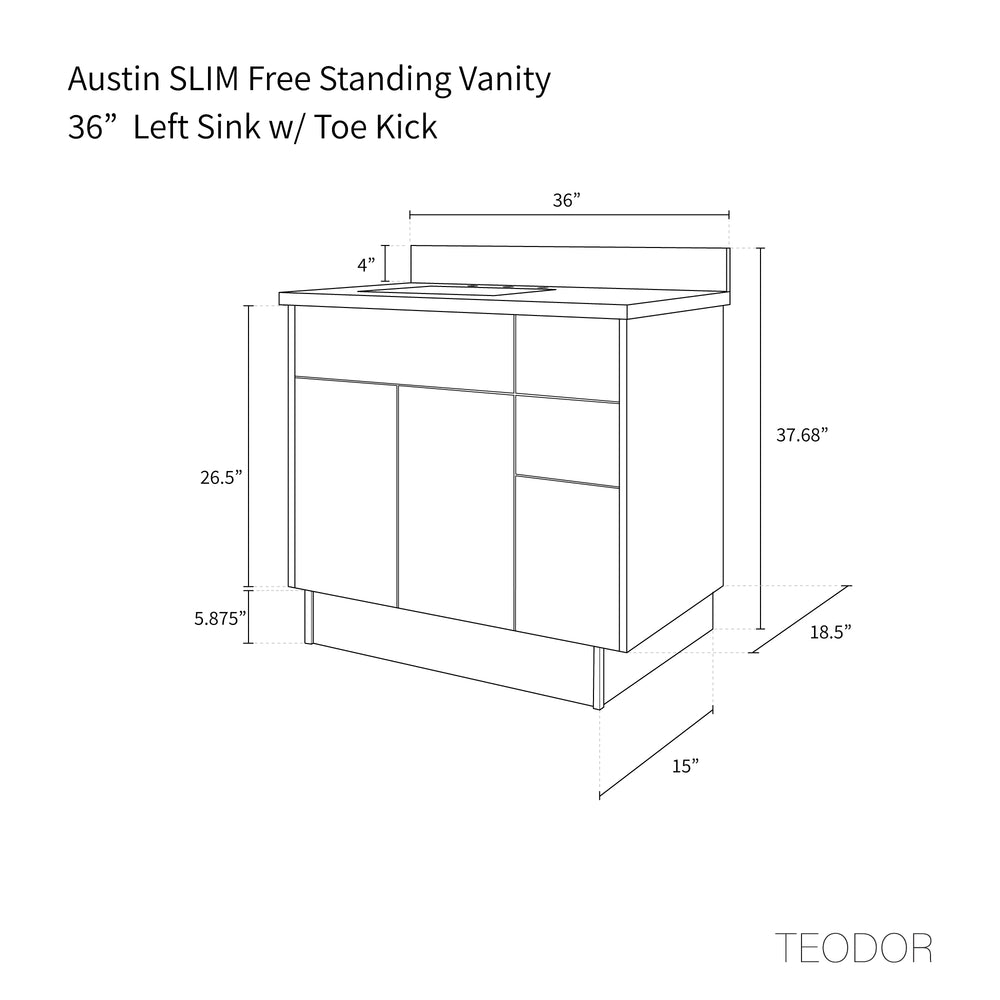 
                  
                    Austin SLIM 36" American Black Walnut Bathroom Vanity, Left Sink
                  
                