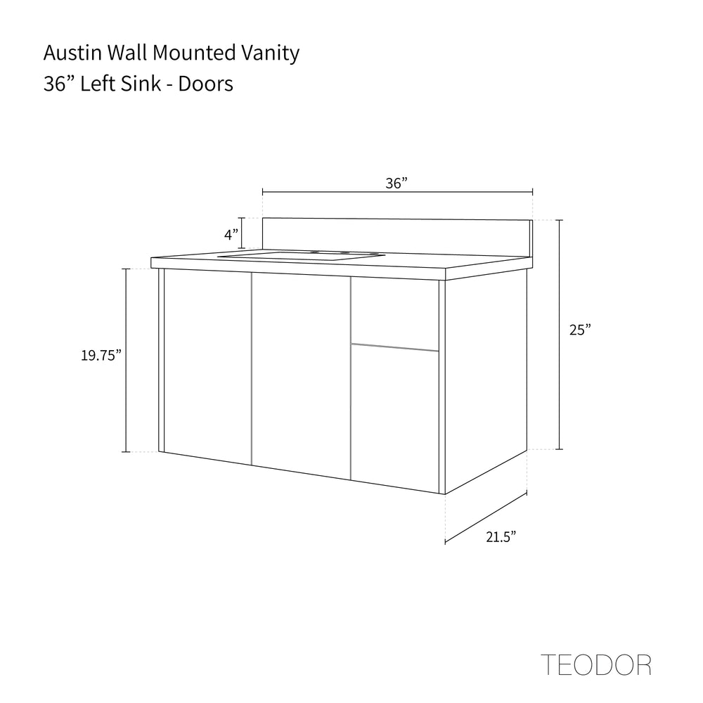 
                  
                    Austin 36" Wall Mount American Black Walnut Bathroom Vanity, Left Sink
                  
                
