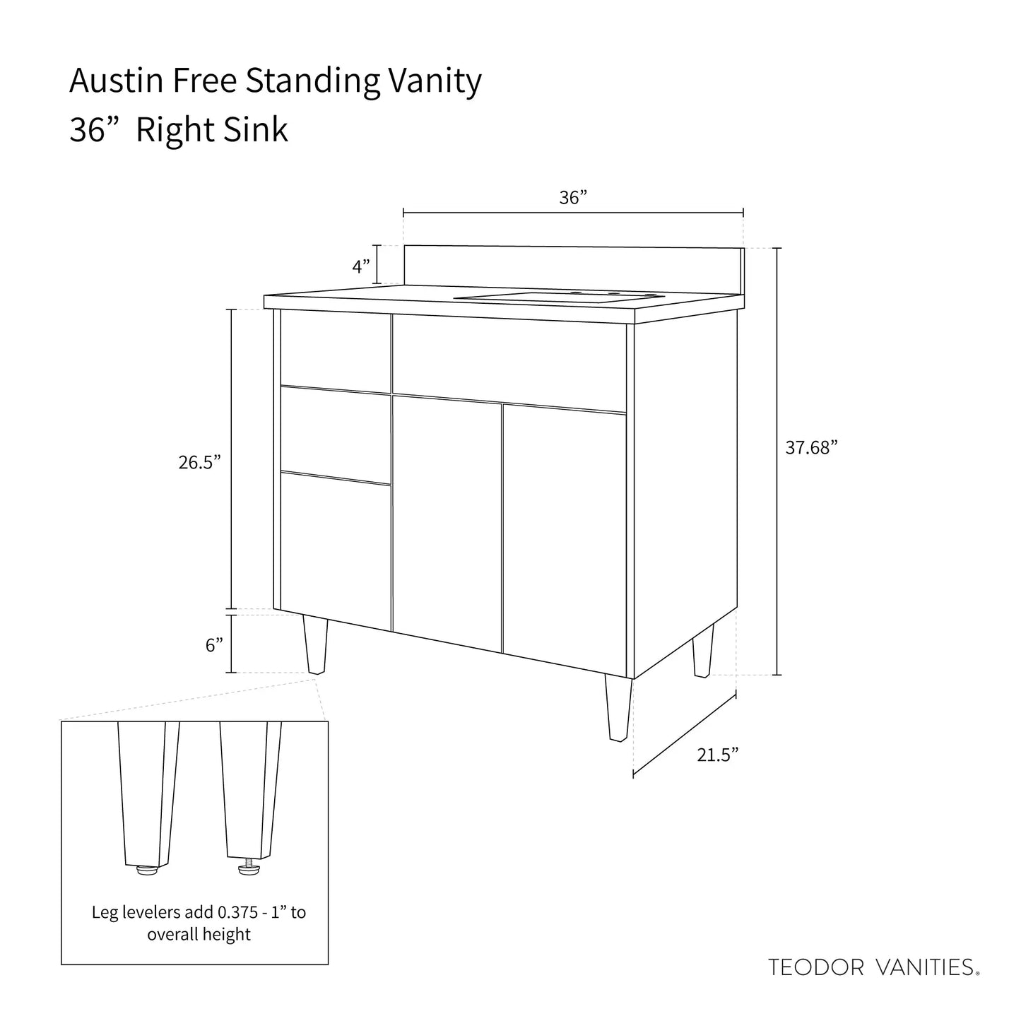 
                  
                    Austin 36", Teodor® Modern American Black Walnut Vanity, Right Sink Teodor
                  
                