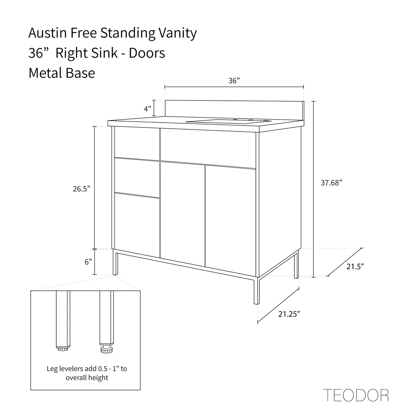 
                  
                    Austin 36" American Black Walnut Bathroom Vanity, Right Sink
                  
                