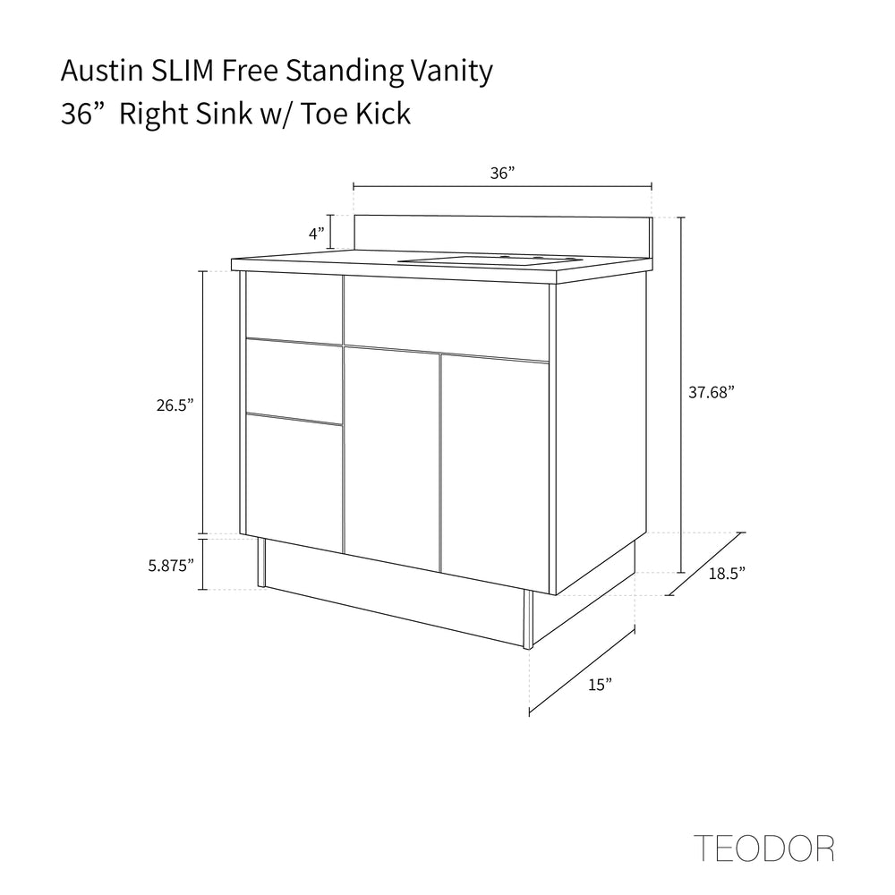 
                  
                    Austin SLIM 36" American Black Walnut Bathroom Vanity, Right Sink
                  
                