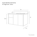 
                  
                    Austin 36" Wall Mount American Black Walnut Bathroom Vanity, Right Sink
                  
                