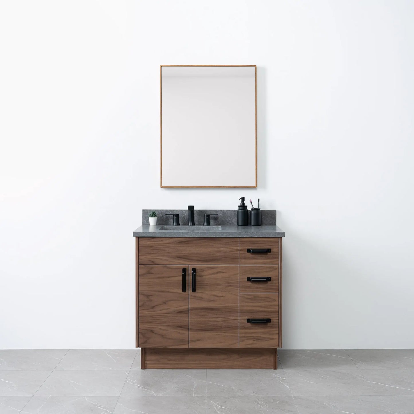 Austin 36", Teodor® Modern American Black Walnut Vanity, Left Sink Teodor