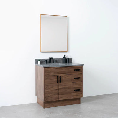 Austin 36", Teodor® Modern American Black Walnut Vanity, Left Sink Teodor