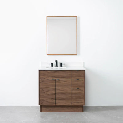 Austin 36", Teodor® Modern American Black Walnut Vanity, Left Sink Teodor
