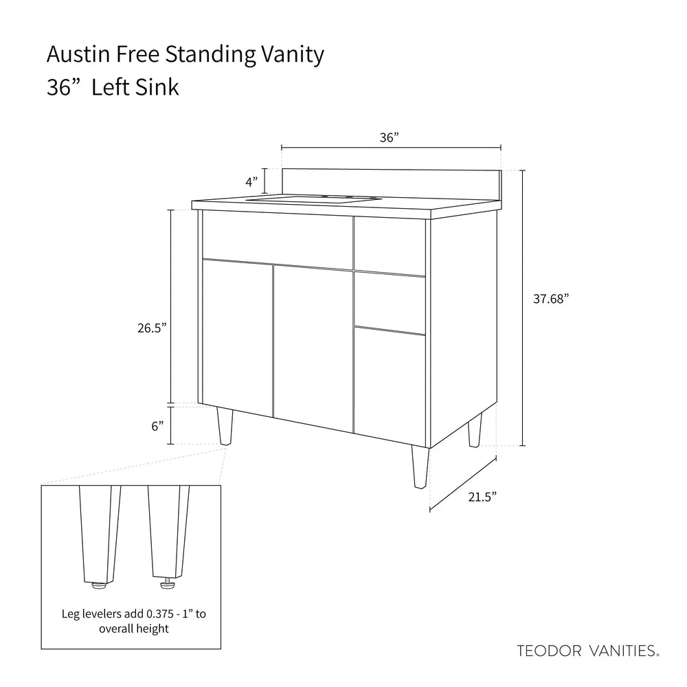 
                  
                    Austin 36", Teodor® Modern American Black Walnut Vanity, Left Sink Teodor
                  
                