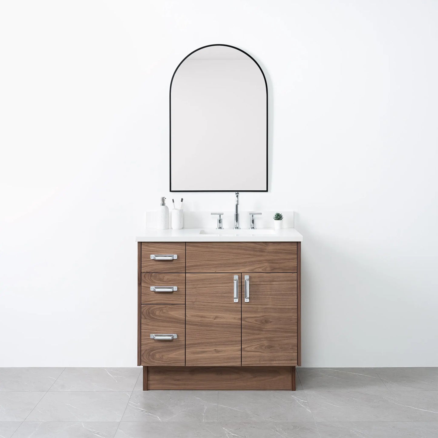 Austin 36", Teodor® Modern American Black Walnut Vanity, Right Sink Teodor