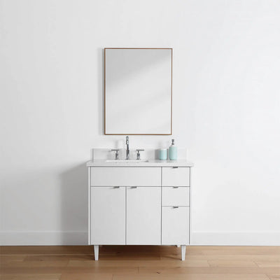 Austin 36", Teodor® Modern Gloss White Vanity, Left Sink Teodor Bathroom VanityCanada