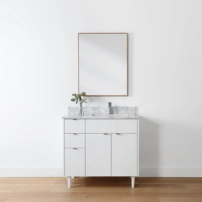 Austin 36", Teodor® Modern Gloss White Vanity, Right Sink Teodor Bathroom VanityCanada