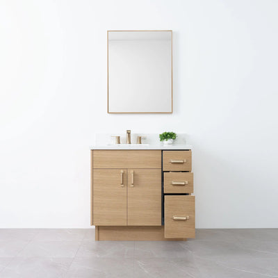Austin 36", Teodor® Natural White Oak Vanity, Left Sink Teodor Bathroom VanityCanada