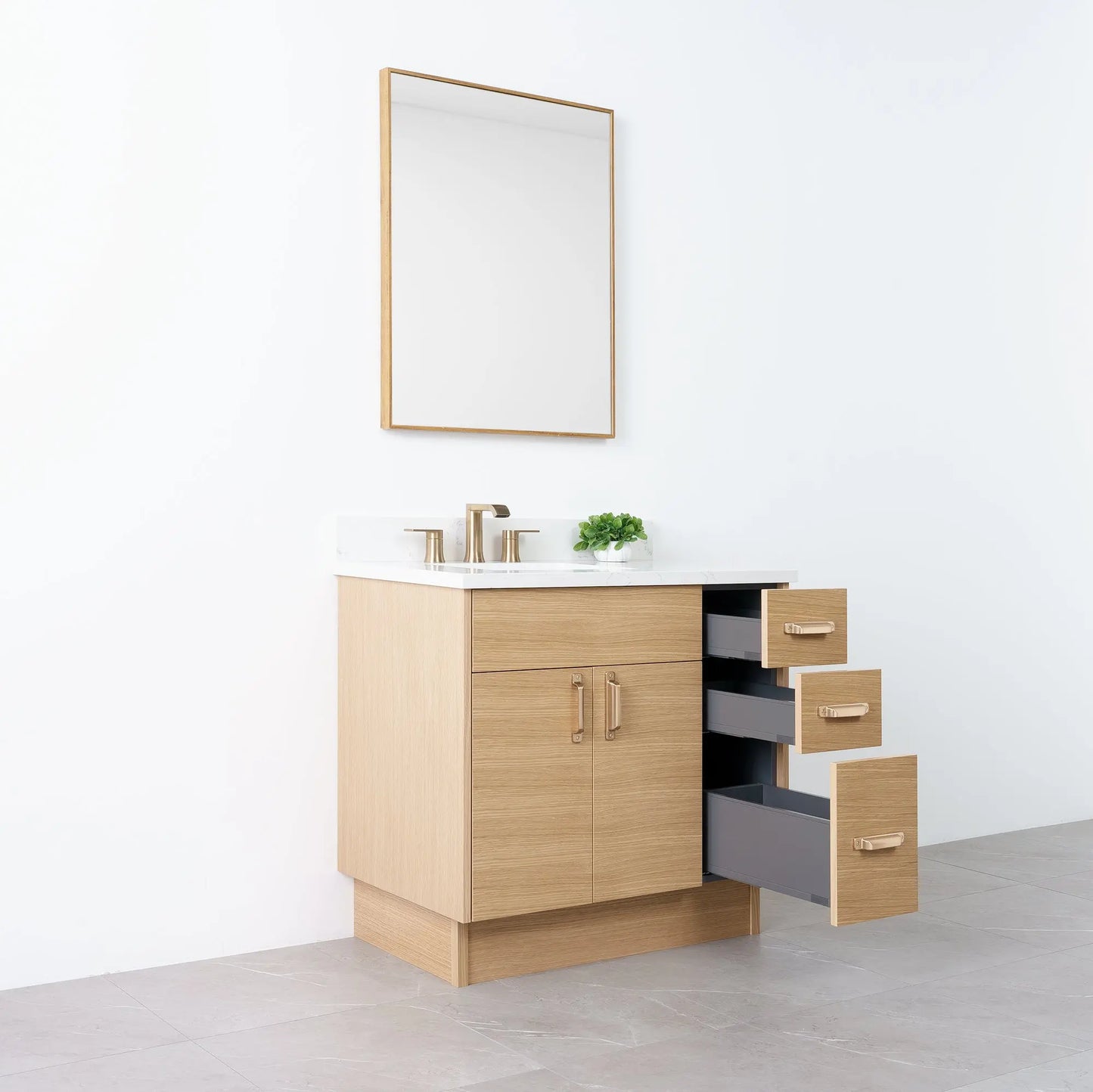 
                  
                    Austin 36" Natural White Oak Bathroom Vanity, Left Sink - Teodor Vanities
                  
                