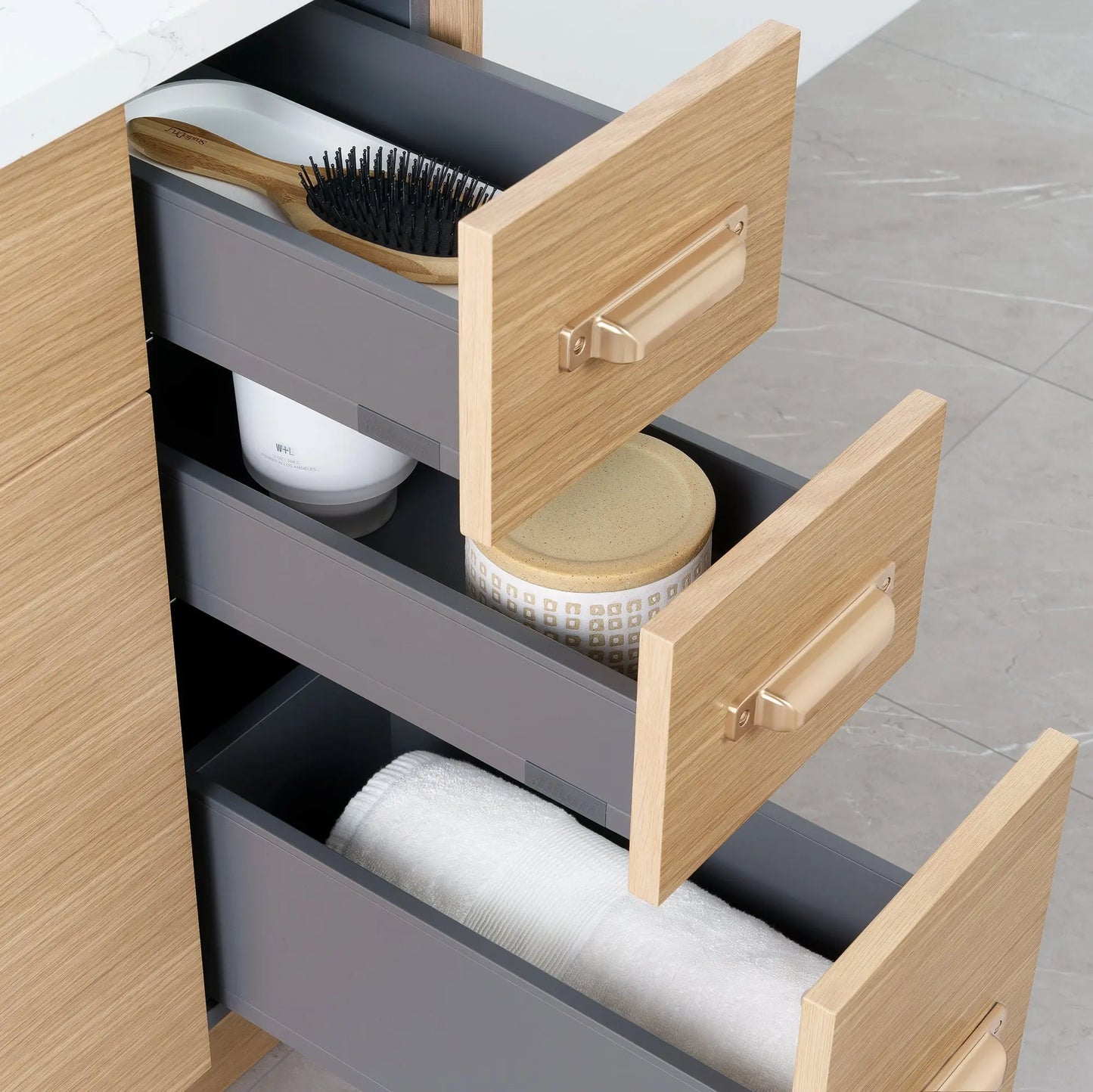 
                  
                    Austin 36" Natural White Oak Bathroom Vanity, Left Sink - Teodor Vanities
                  
                