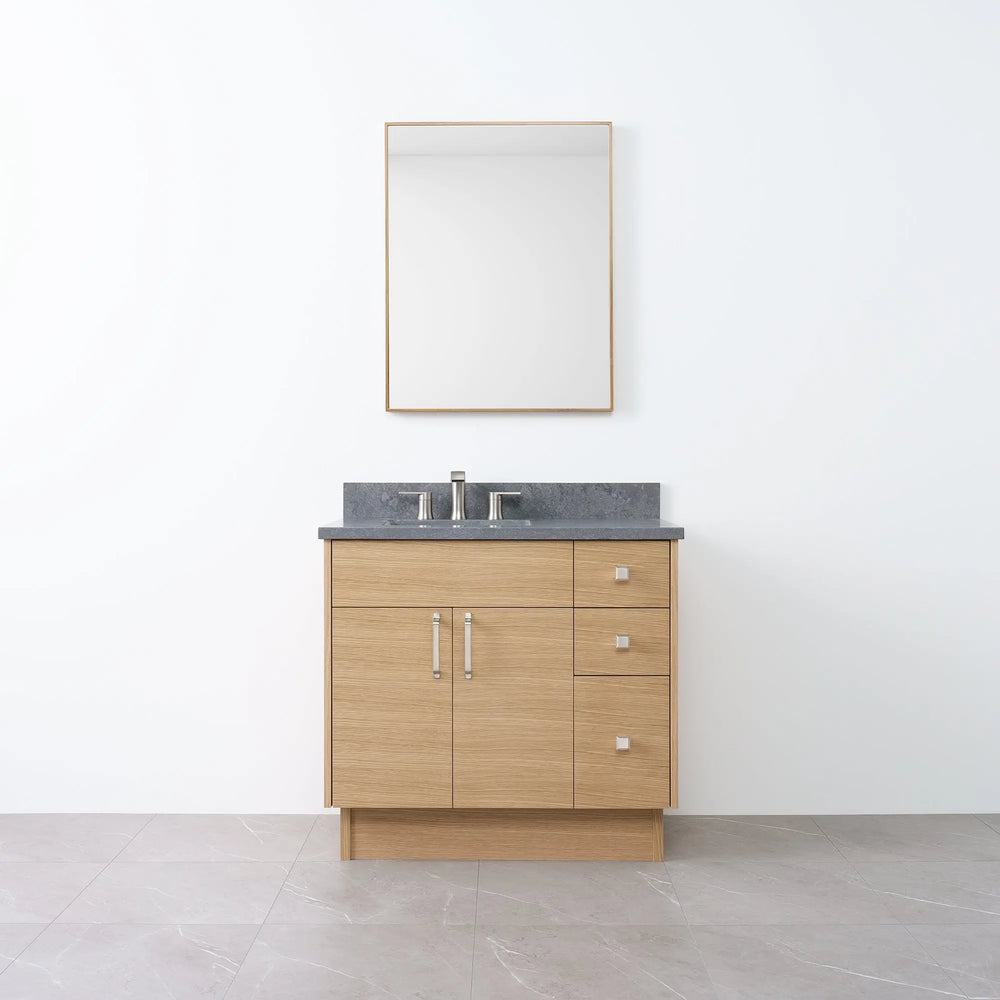 
                  
                    Austin 36" Natural White Oak Bathroom Vanity, Left Sink - Teodor Vanities
                  
                