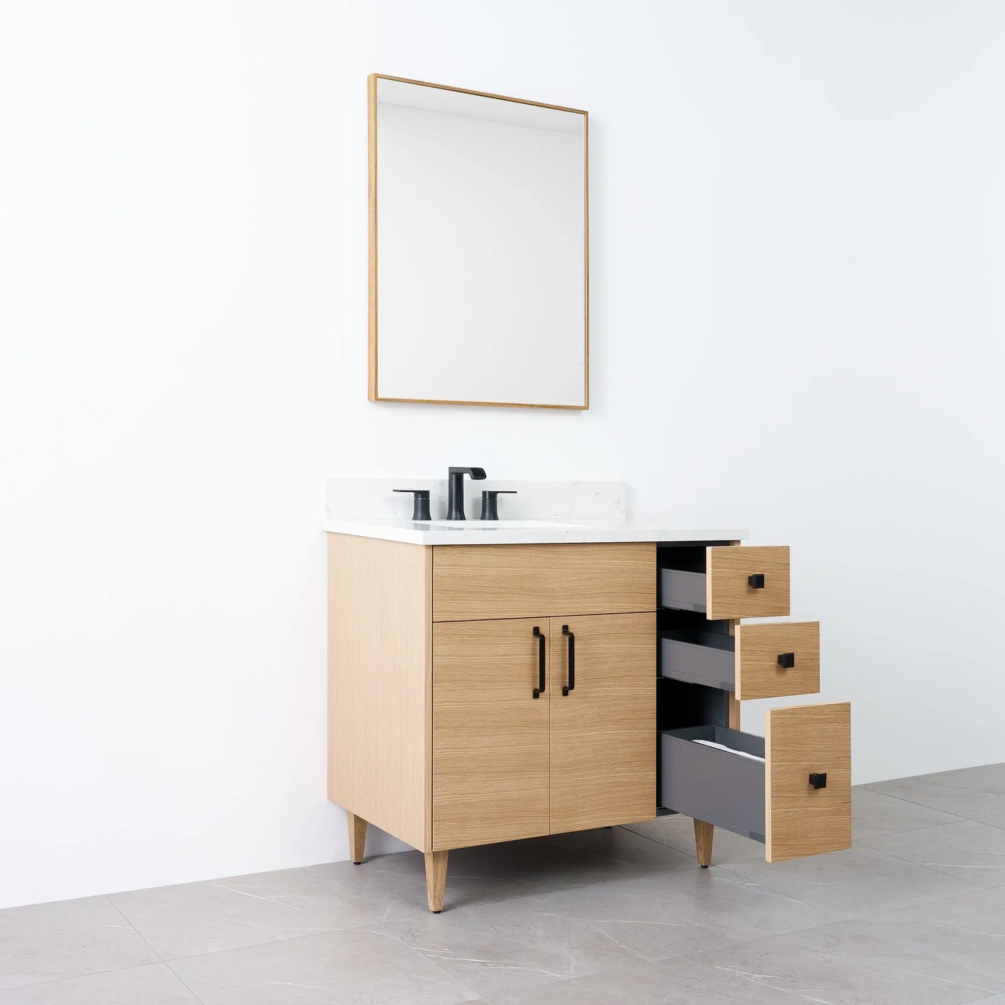 
                  
                    Austin 36" Natural White Oak Bathroom Vanity, Left Sink - Teodor Vanities
                  
                