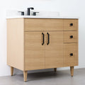 
                  
                    Austin 36" Natural White Oak Bathroom Vanity, Left Sink - Teodor Vanities
                  
                
