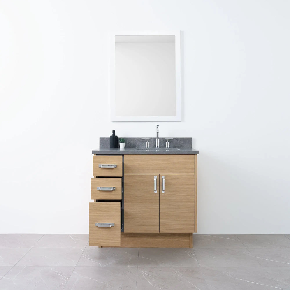 
                  
                    Austin 36" Natural White Oak Bathroom Vanity, Right Sink - Teodor Vanities
                  
                