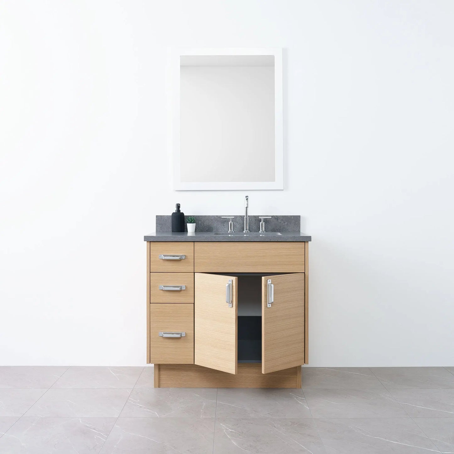 
                  
                    Austin 36" Natural White Oak Bathroom Vanity, Right Sink - Teodor Vanities
                  
                