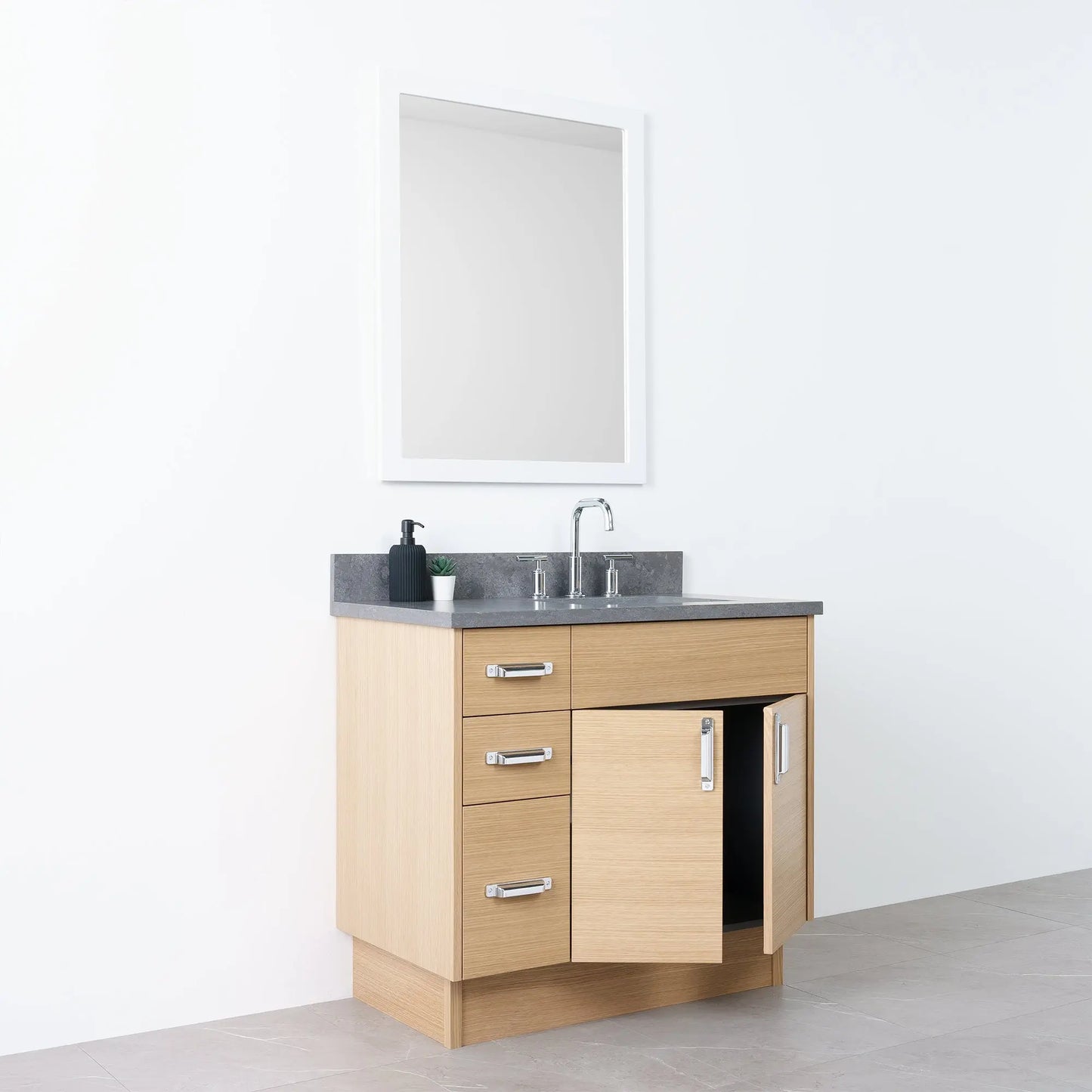 
                  
                    Austin 36" Natural White Oak Bathroom Vanity, Right Sink - Teodor Vanities
                  
                