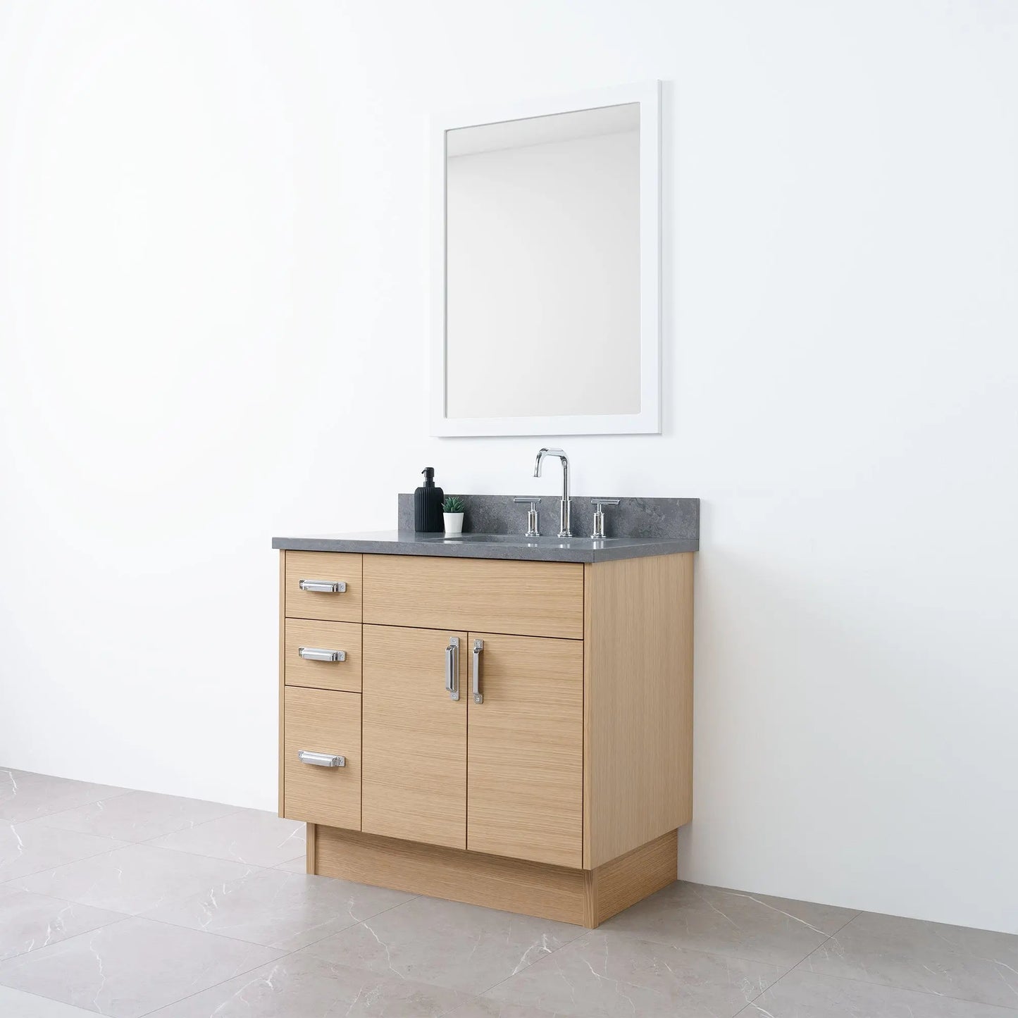 
                  
                    Austin 36" Natural White Oak Bathroom Vanity, Right Sink - Teodor Vanities
                  
                