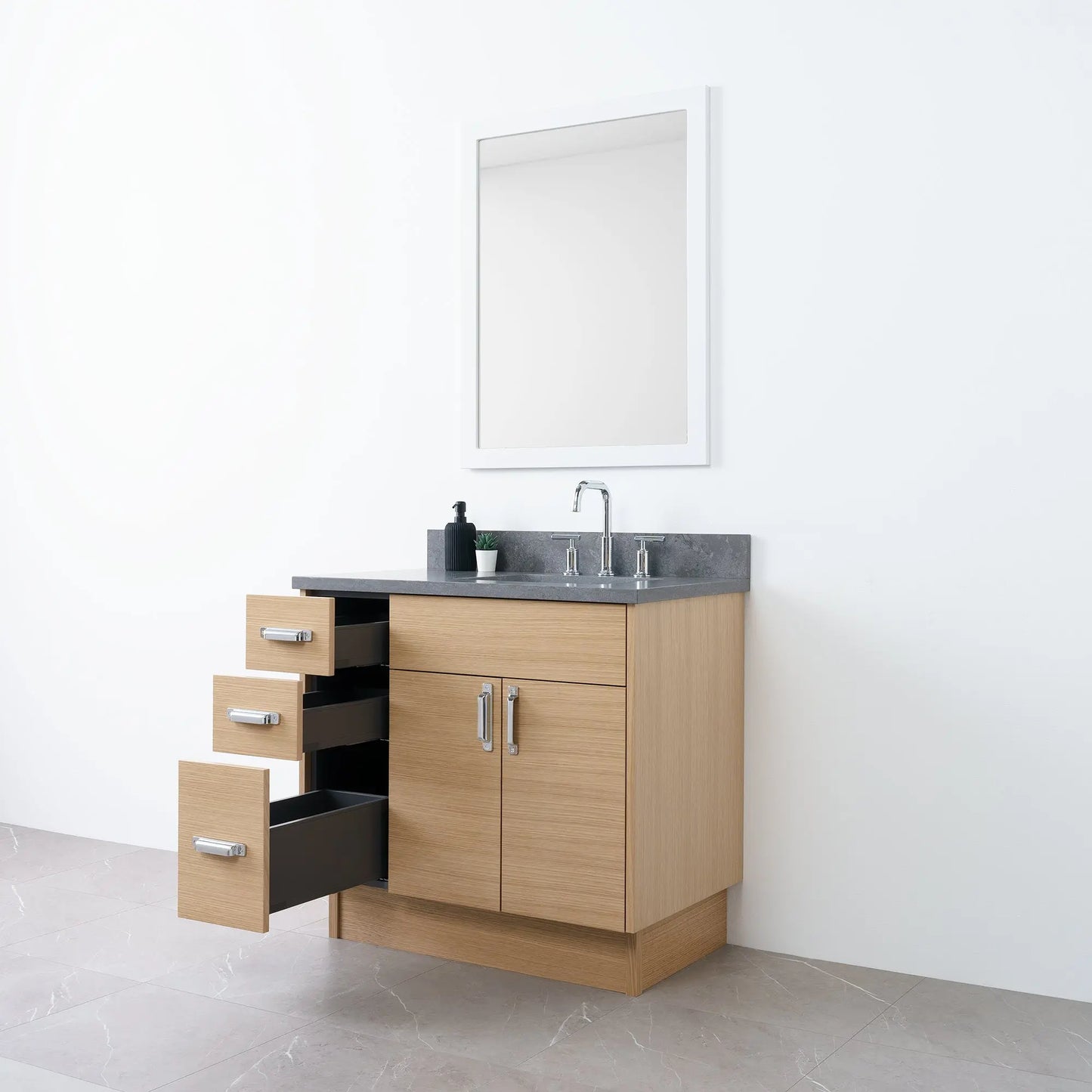
                  
                    Austin 36" Natural White Oak Bathroom Vanity, Right Sink - Teodor Vanities
                  
                