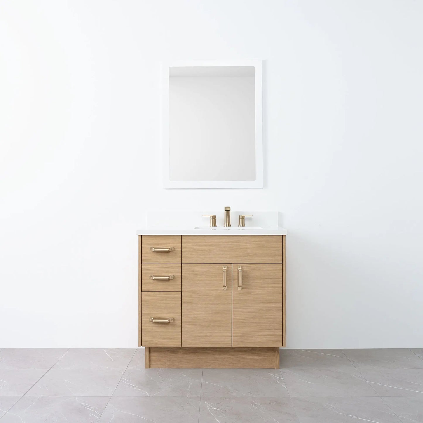 
                  
                    Austin 36" Natural White Oak Bathroom Vanity, Right Sink - Teodor Vanities
                  
                