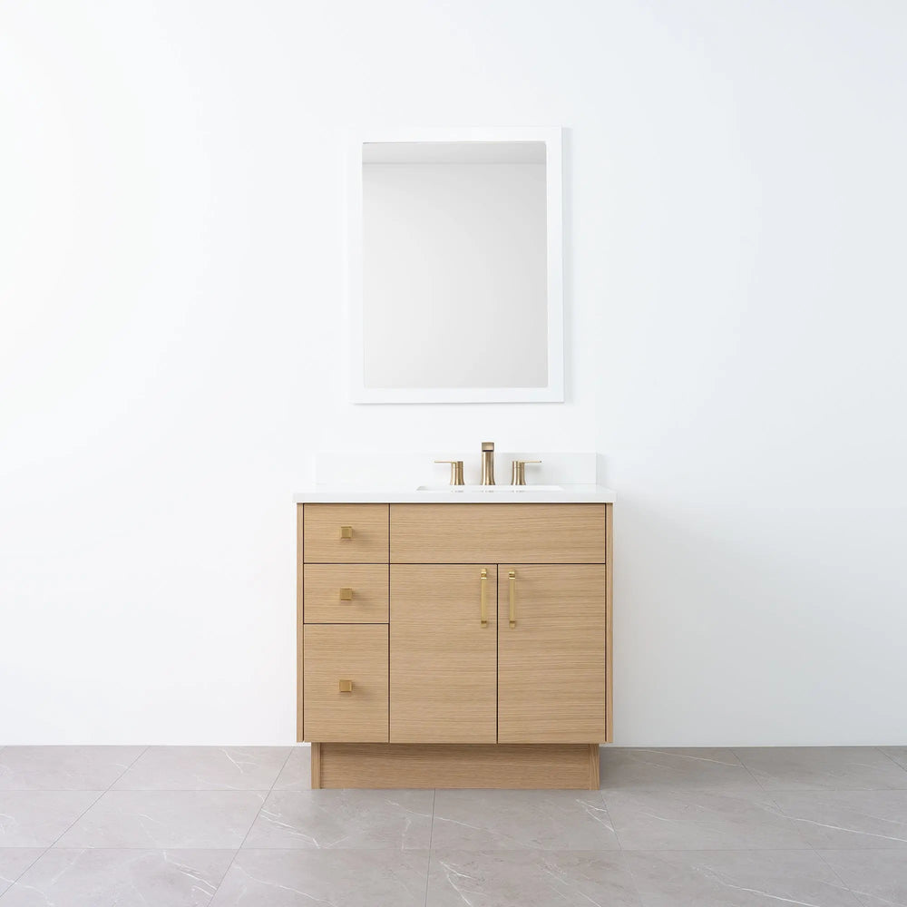 
                  
                    Austin 36" Natural White Oak Bathroom Vanity, Right Sink - Teodor Vanities
                  
                