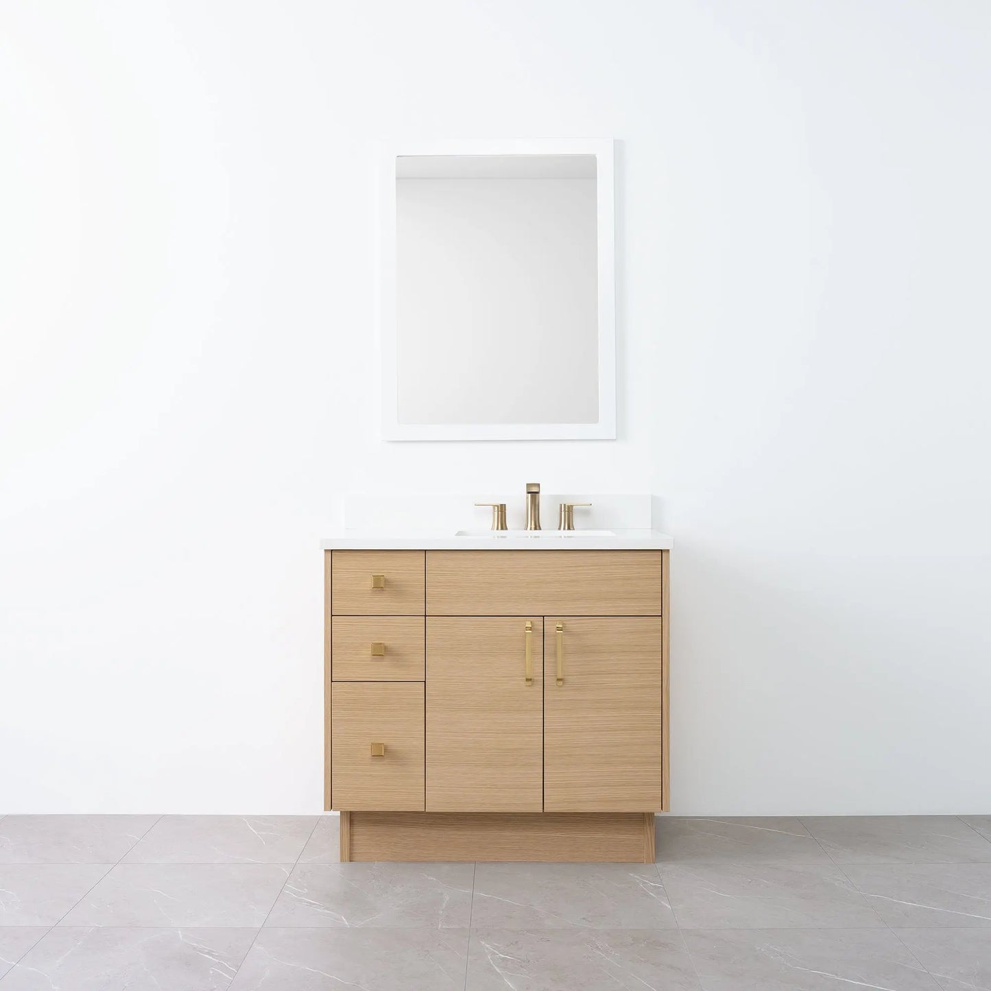 
                  
                    Austin 36" Natural White Oak Bathroom Vanity, Right Sink - Teodor Vanities
                  
                