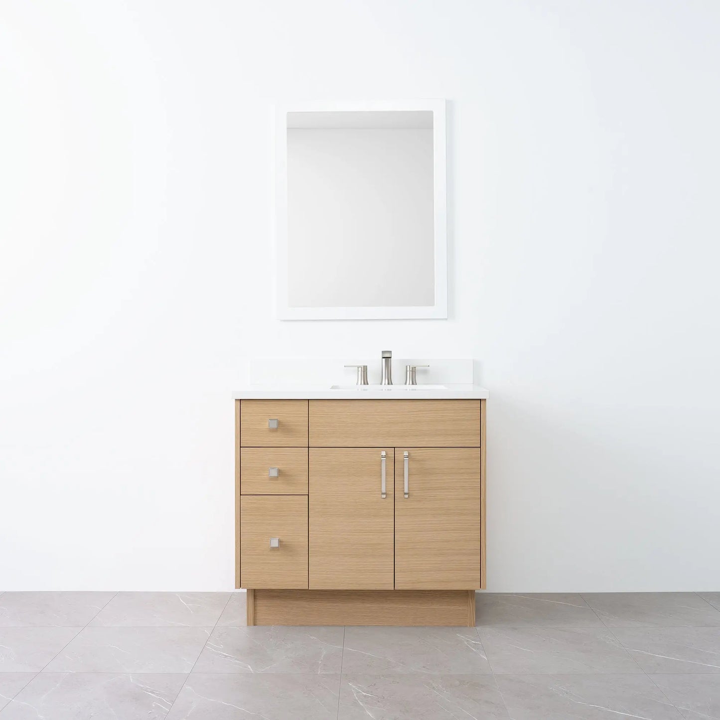 
                  
                    Austin 36" Natural White Oak Bathroom Vanity, Right Sink - Teodor Vanities
                  
                