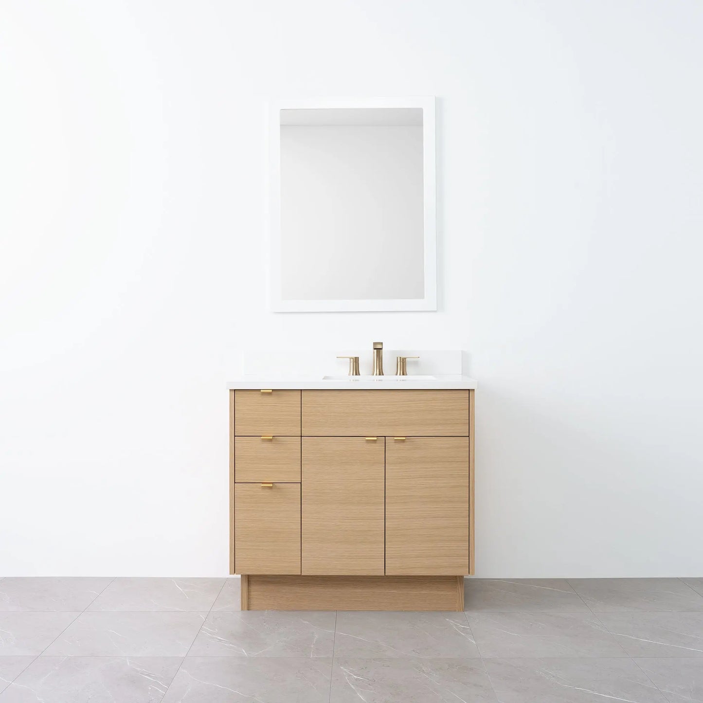 
                  
                    Austin 36" Natural White Oak Bathroom Vanity, Right Sink - Teodor Vanities
                  
                