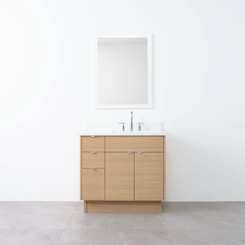 
                  
                    Austin 36" Natural White Oak Bathroom Vanity, Right Sink - Teodor Vanities
                  
                