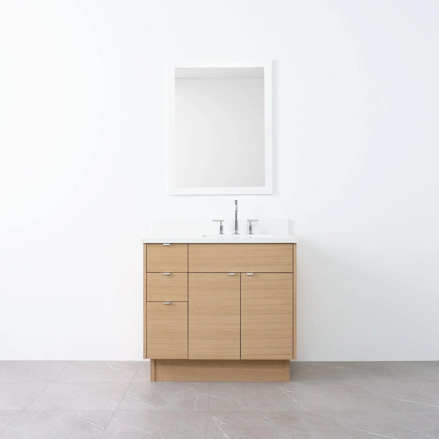 
                  
                    Austin 36" Natural White Oak Bathroom Vanity, Right Sink - Teodor Vanities
                  
                