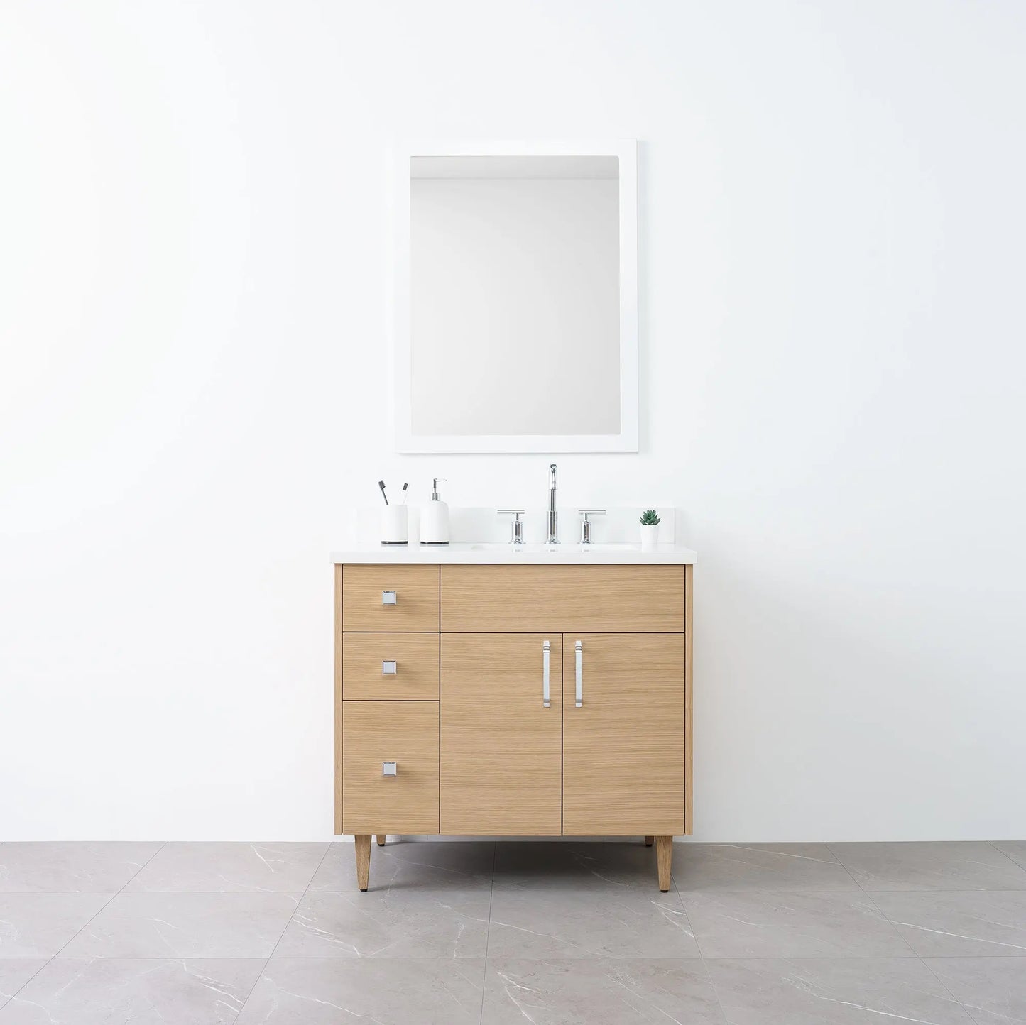 
                  
                    Austin 36" Natural White Oak Bathroom Vanity, Right Sink - Teodor Vanities
                  
                