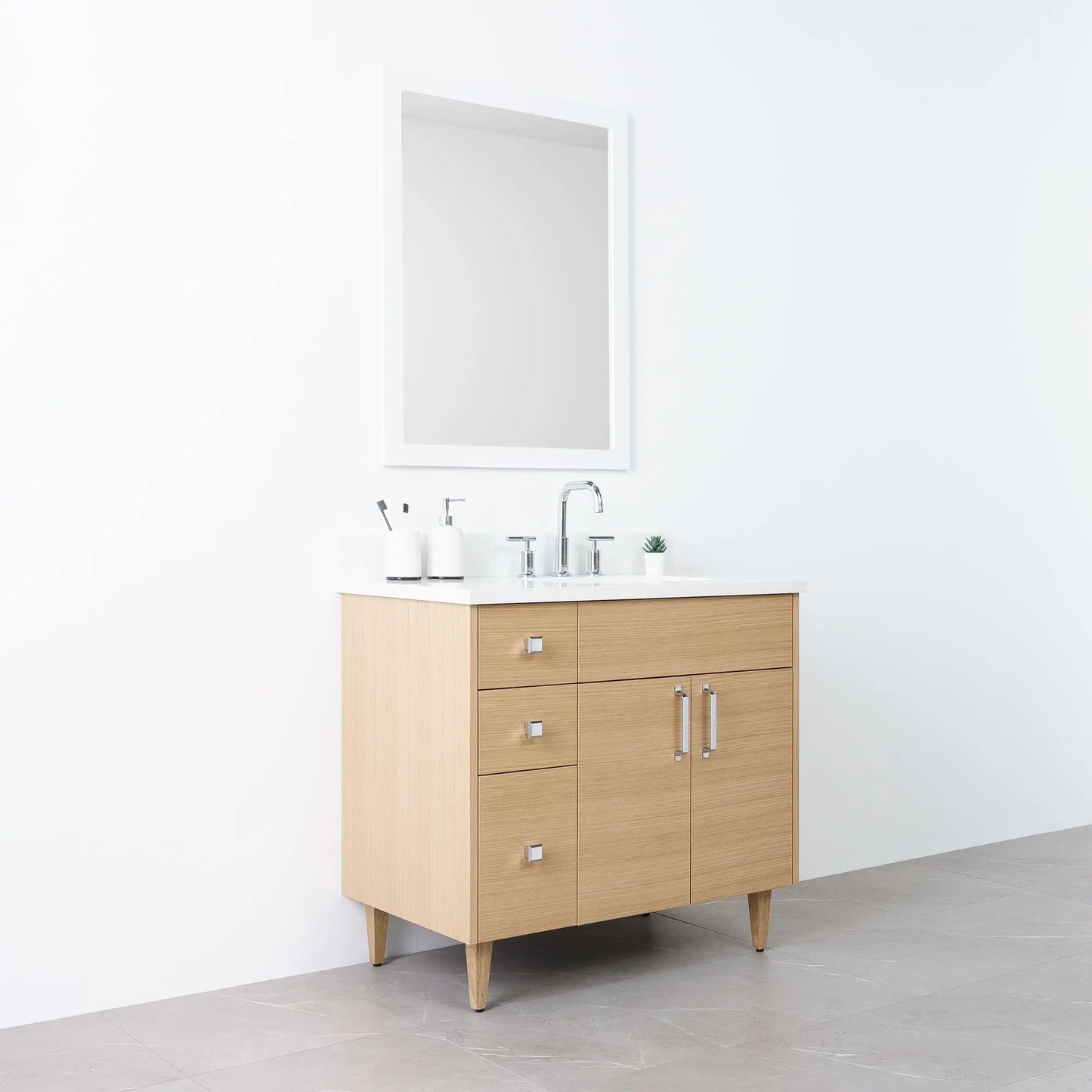 
                  
                    Austin 36" Natural White Oak Bathroom Vanity, Right Sink - Teodor Vanities
                  
                