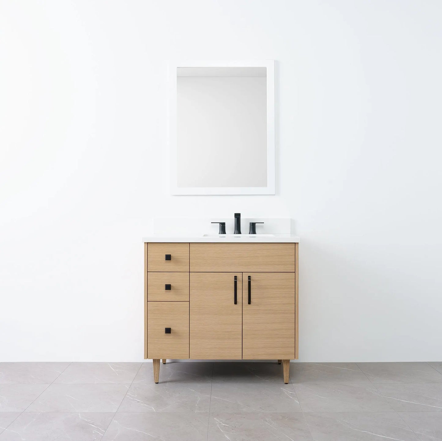 
                  
                    Austin 36" Natural White Oak Bathroom Vanity, Right Sink - Teodor Vanities
                  
                