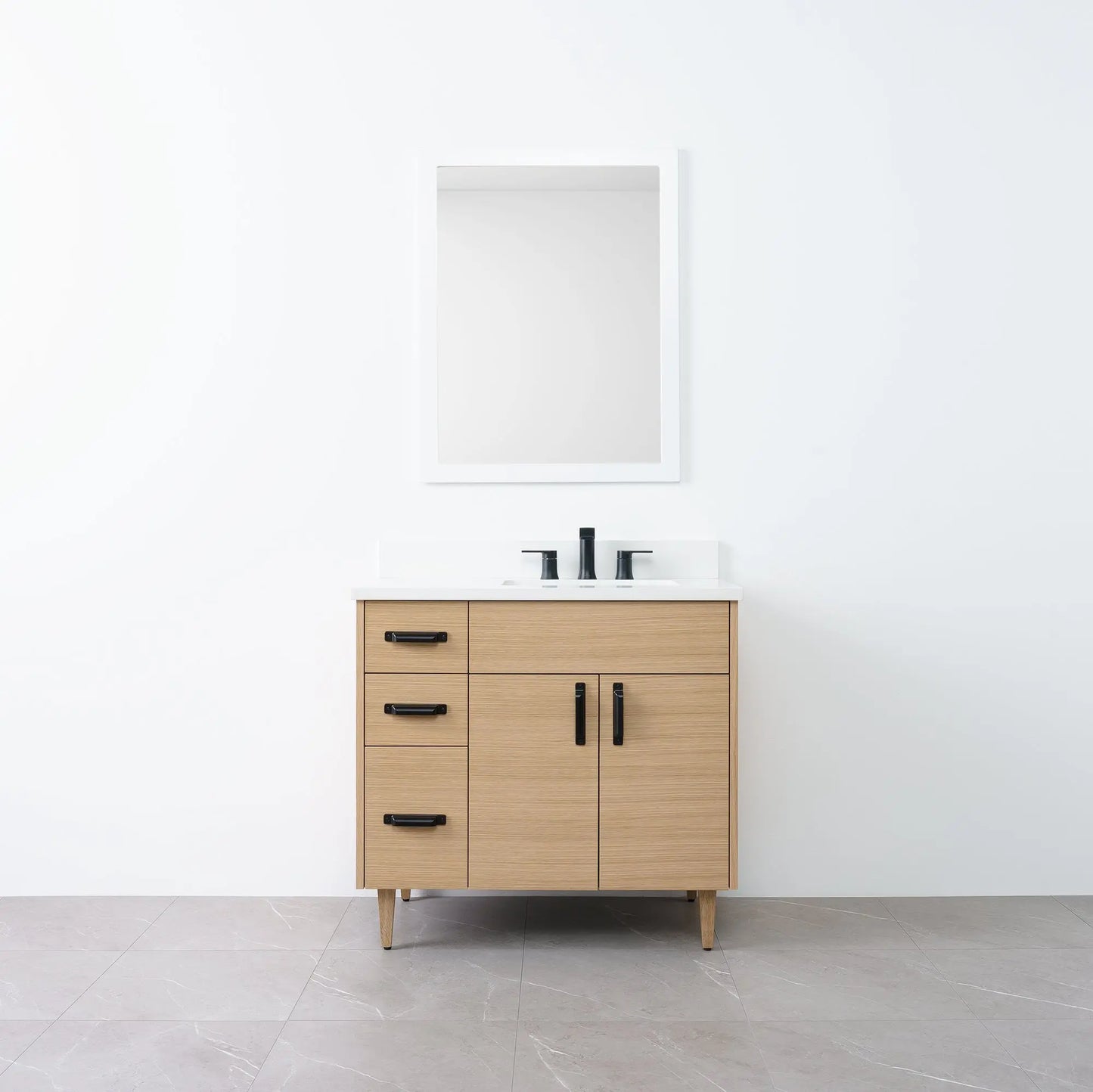 
                  
                    Austin 36" Natural White Oak Bathroom Vanity, Right Sink - Teodor Vanities
                  
                