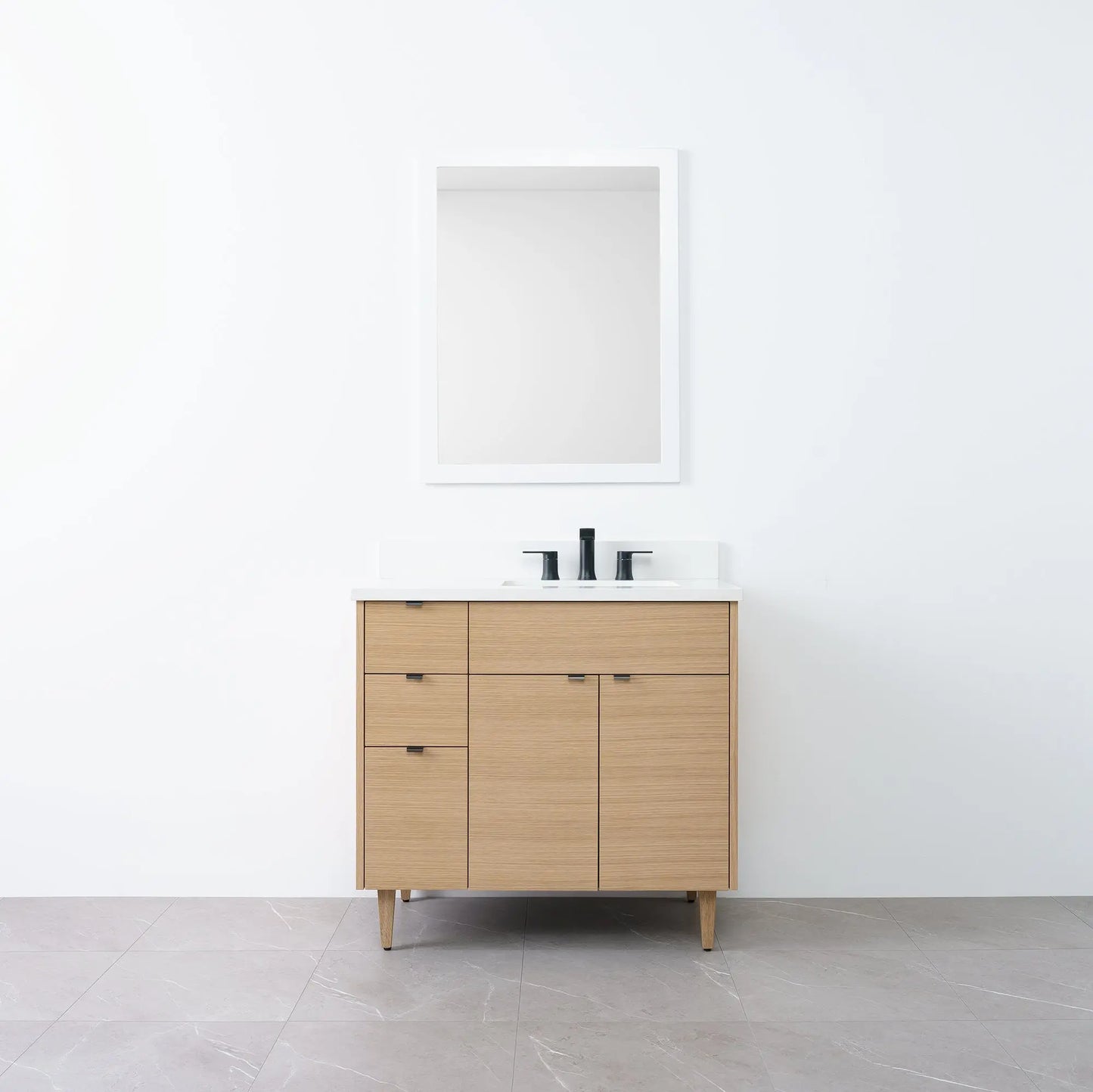 
                  
                    Austin 36" Natural White Oak Bathroom Vanity, Right Sink - Teodor Vanities
                  
                