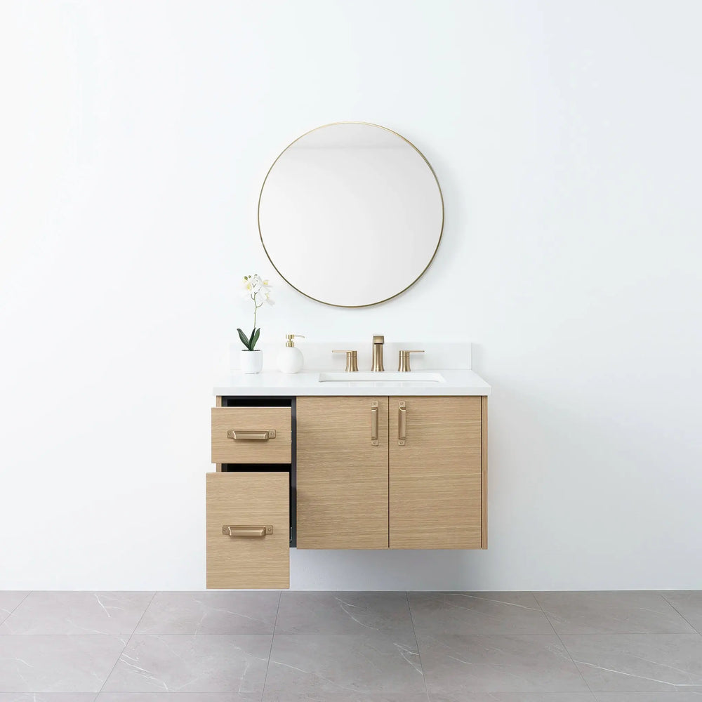
                  
                    Austin 36", Teodor® Wall Mount Natural White Oak Vanity, Right Sink Teodor Bathroom VanityCanada
                  
                