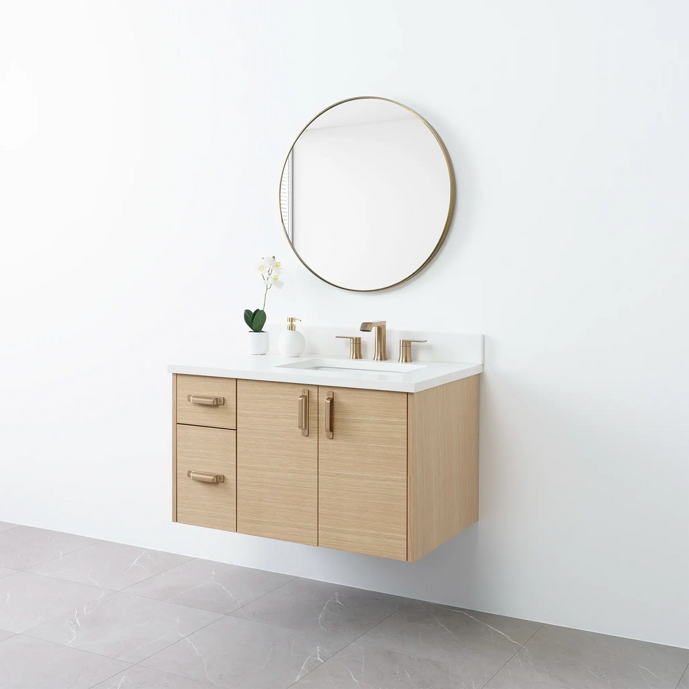 
                  
                    Austin 36", Teodor® Wall Mount Natural White Oak Vanity, Right Sink Teodor Bathroom VanityCanada
                  
                