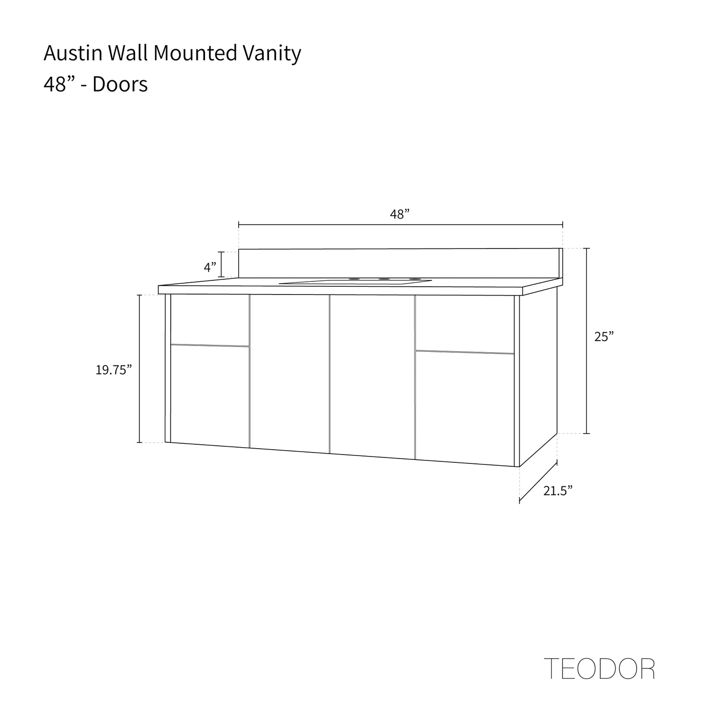 
                  
                    Austin 48", Teodor® Modern Wall Mount American Black Walnut Vanity Teodor
                  
                