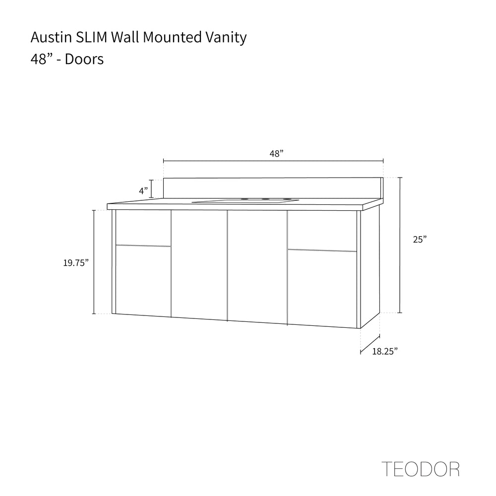 
                  
                    Austin SLIM, 48" Teodor® Modern Wall Mount American Black Walnut Vanity Teodor Bathroom VanityCanada
                  
                