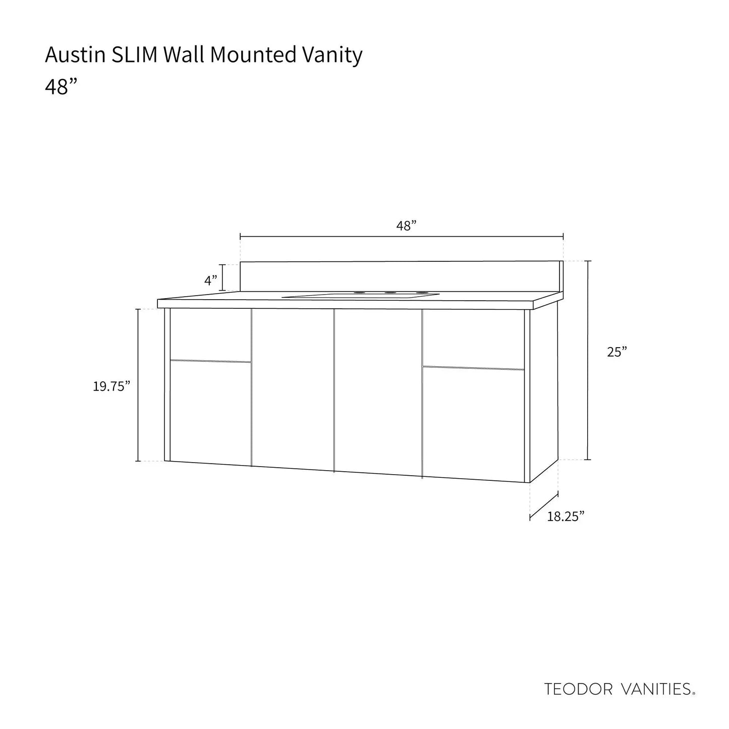 
                  
                    Austin SLIM, 48" Teodor® Modern Wall Mount American Black Walnut Vanity Teodor Bathroom VanityCanada
                  
                