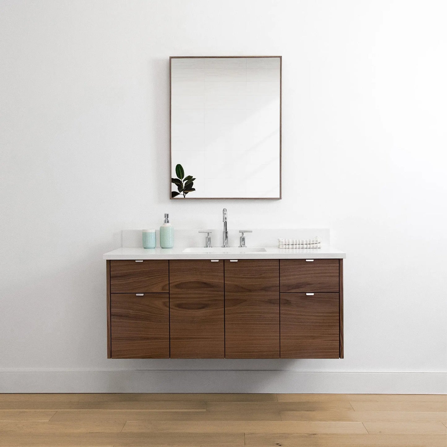 Austin 48", Teodor® Modern Wall Mount American Black Walnut Vanity Teodor