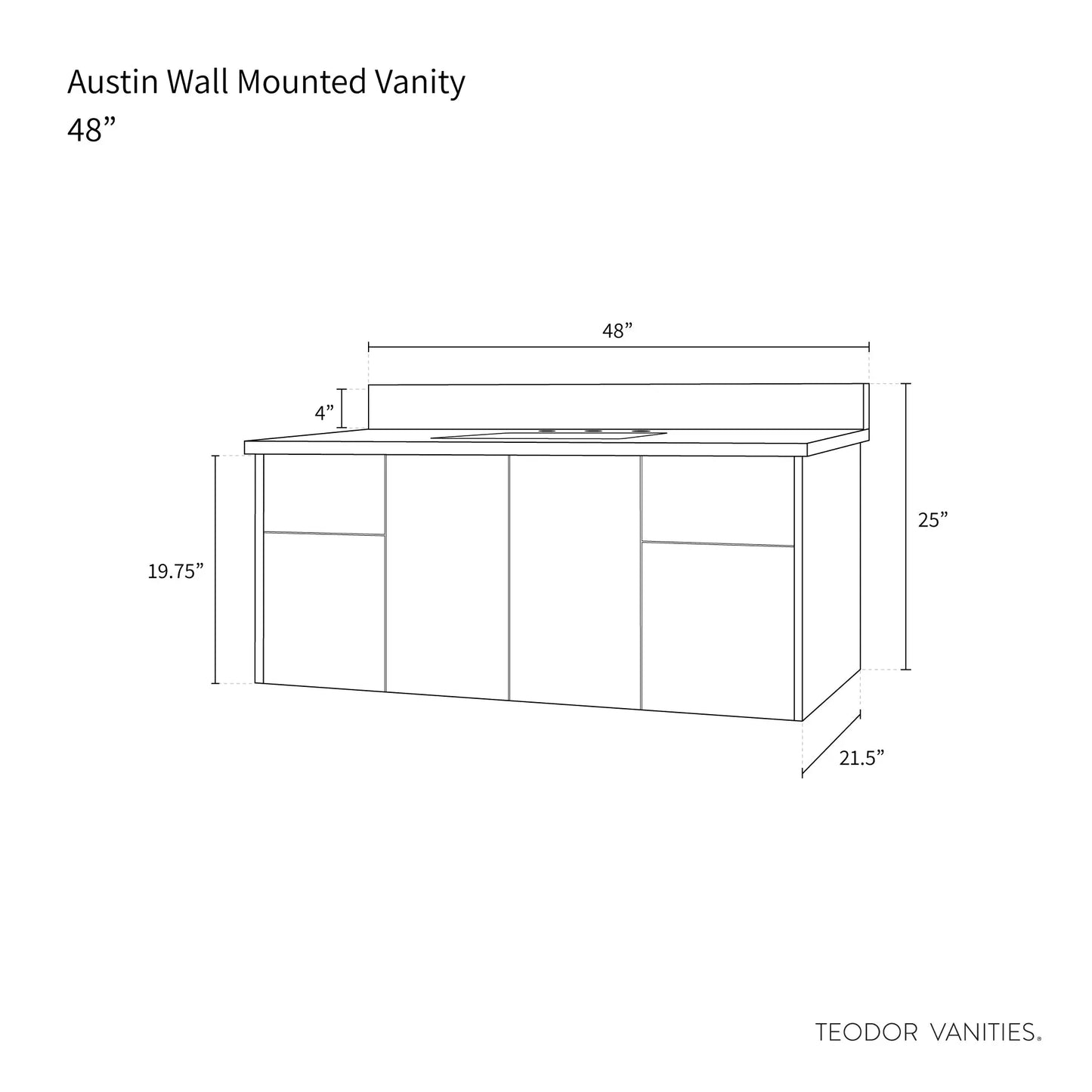 
                  
                    Austin 48", Teodor® Wall Mount Natural White Oak Vanity Teodor Bathroom VanityCanada
                  
                