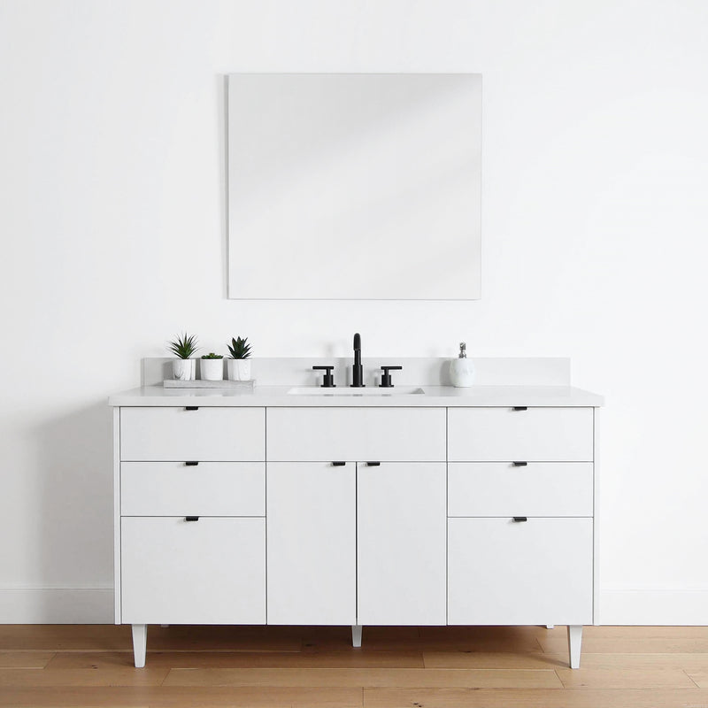 Austin 60", Teodor® Modern Gloss White Vanity